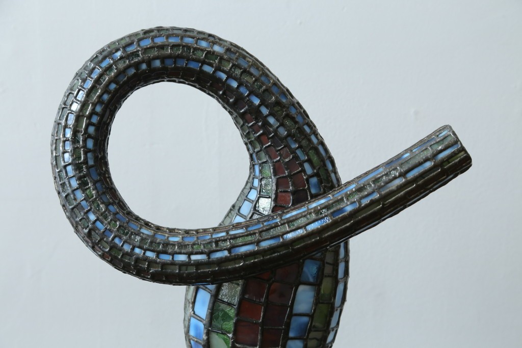 中古　希少!!　作家物!!　ステンドグラス芸術家　伊藤誠二　ひょうたん型の卓上照明　定価約45万円　(R-084574)