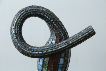 中古　希少!!　作家物!!　ステンドグラス芸術家　伊藤誠二　ひょうたん型の卓上照明　定価約45万円　(R-084574)