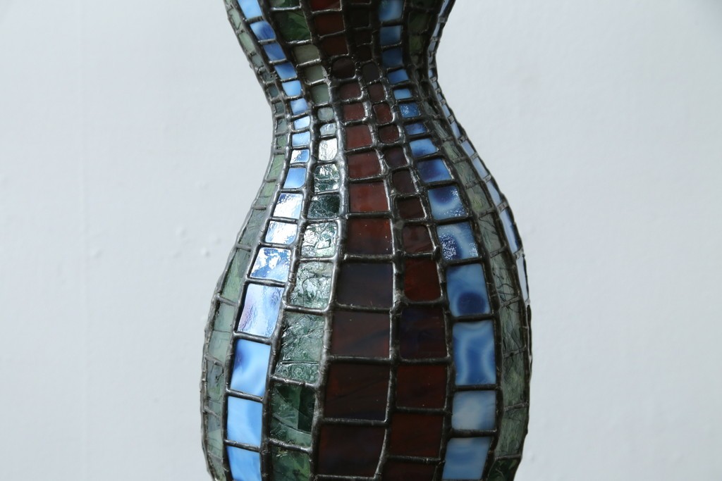 中古　希少!!　作家物!!　ステンドグラス芸術家　伊藤誠二　ひょうたん型の卓上照明　定価約45万円　(R-084574)