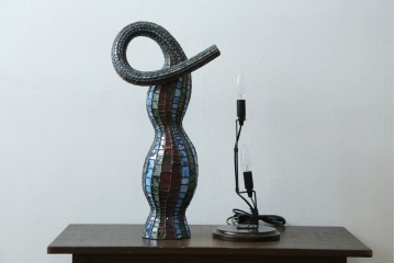 中古　希少!!　作家物!!　ステンドグラス芸術家　伊藤誠二　ひょうたん型の卓上照明　定価約45万円　(R-084574)