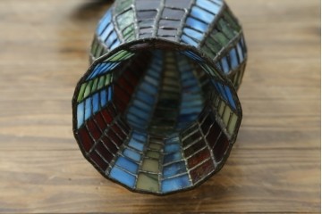 中古　希少!!　作家物!!　ステンドグラス芸術家　伊藤誠二　ひょうたん型の卓上照明　定価約45万円　(R-084574)