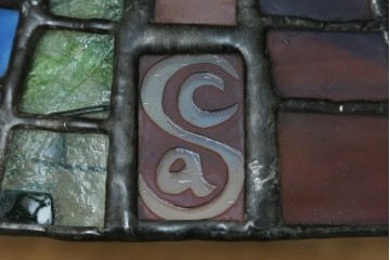 中古　希少!!　作家物!!　ステンドグラス芸術家　伊藤誠二　ひょうたん型の卓上照明　定価約45万円　(R-084574)