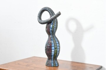 中古　希少!!　作家物!!　ステンドグラス芸術家　伊藤誠二　ひょうたん型の卓上照明　定価約45万円相当　(R-084574)