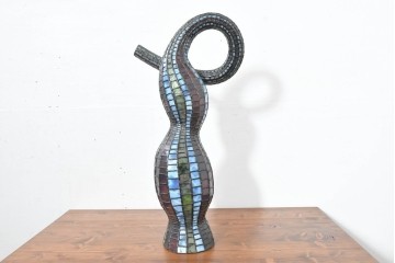 中古　希少!!　作家物!!　ステンドグラス芸術家　伊藤誠二　ひょうたん型の卓上照明　定価約45万円相当　(R-084574)