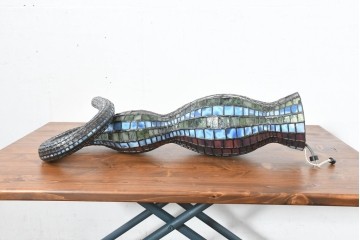 中古　希少!!　作家物!!　ステンドグラス芸術家　伊藤誠二　ひょうたん型の卓上照明　定価約45万円相当　(R-084574)
