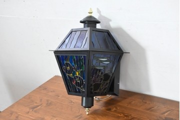 中古　希少!!　作家物!!　ステンドグラス芸術家　伊藤誠二　空間に彩りを添えるウォールランプ　定価約34万円相当　(R-084578)