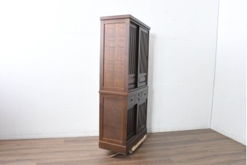 中古　美品　民芸家具　和光　ナラ材　落ち着いた佇まいが魅力的な水屋箪笥　(R-084580)