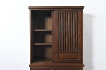 中古　美品　民芸家具　和光　ナラ材　落ち着いた佇まいが魅力的な水屋箪笥　(R-084580)