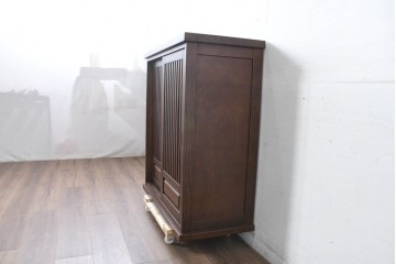 中古　美品　民芸家具　和光　ナラ材　落ち着いた佇まいが魅力的な水屋箪笥サイドキャビネット　(R-084581)