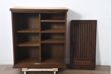 中古　美品　民芸家具　和光　ナラ材　落ち着いた佇まいが魅力的な水屋箪笥サイドキャビネット　(R-084581)