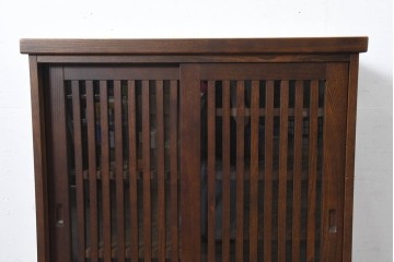 中古　美品　民芸家具　和光　ナラ材　落ち着いた佇まいが魅力的な水屋箪笥サイドキャビネット　(R-084581)