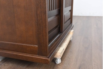 中古　美品　民芸家具　和光　ナラ材　落ち着いた佇まいが魅力的な水屋箪笥サイドキャビネット　(R-084581)