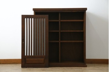 中古　美品　民芸家具　和光　ナラ材　落ち着いた佇まいが魅力的な水屋箪笥サイドキャビネット　(R-084581)