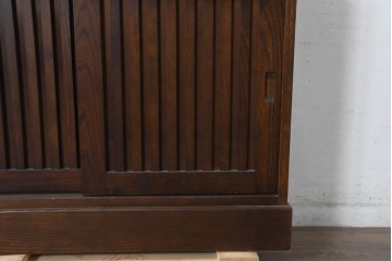 《天板取り付け加工費込み》中古　美品　民芸家具　和光　ナラ材　落ち着いた佇まいが魅力的な引き出し付き水屋箪笥サイドキャビネット　(R-084582)