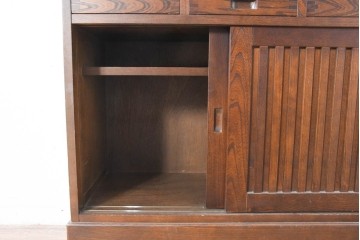 《天板取り付け加工費込み》中古　美品　民芸家具　和光　ナラ材　落ち着いた佇まいが魅力的な引き出し付き水屋箪笥サイドキャビネット　(R-084582)