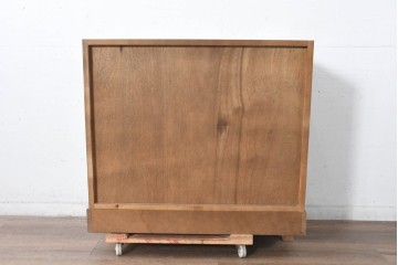 《天板取り付け加工費込み》中古　美品　民芸家具　和光　ナラ材　落ち着いた佇まいが魅力的な引き出し付き水屋箪笥サイドキャビネット　(R-084582)