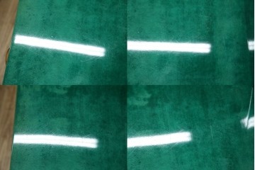 イタリアヴィンテージ　激レア!!　イタリア高級家具　アルド・トゥーラ(ALDO TURA)　仔山羊革張り　シャープで美しい脚の造形美と個性が光る鮮烈なグリーンに目を奪われる三面鏡ドレッサー　(R-084592)