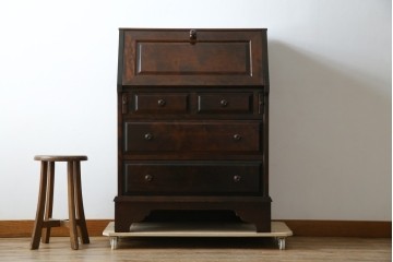 中古　美品　北海道民芸家具　シンプルながら細部までこだわり抜かれた作りが魅力のライティングビューロー　(R-084593)