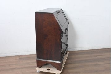 中古　美品　北海道民芸家具　シンプルながら細部までこだわり抜かれた作りが魅力のライティングビューロー(ワークデスク、簿記机、在宅ワーク、在宅用、引き出し、店舗什器)(R-084593)