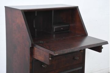 中古　美品　北海道民芸家具　シンプルながら細部までこだわり抜かれた作りが魅力のライティングビューロー(ワークデスク、簿記机、在宅ワーク、在宅用、引き出し、店舗什器)(R-084593)