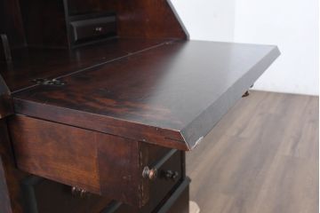中古　美品　北海道民芸家具　シンプルながら細部までこだわり抜かれた作りが魅力のライティングビューロー(ワークデスク、簿記机、在宅ワーク、在宅用、引き出し、店舗什器)(R-084593)