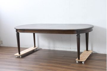 中古　美品　カリモク家具(karimoku)　ドマーニ(domani)　クイーンズライフ(QUEENS LIFE)　クラシカルな佇まいの6人掛けダイニングテーブル(定価約65万6千円)(R-084594)