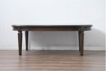 中古　美品　カリモク　domani(ドマーニ)　QUEENS　LIFE(クイーンズライフ)　TPQ430　木目を組み合わせた天板が目を引くセンターテーブル　定価約24万円相当　(R-084595)