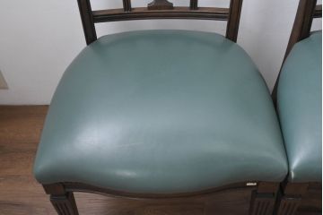 中古　美品　カリモク家具　domani(ドマーニ)　QUEENS LIFE(クイーンズライフ)　本革　優美なフォルムで格調高い雰囲気漂うダイニングチェア6脚セット(アームレスチェア、椅子、イス、バラ売り可能)(現行価格約132万円)(R-084600)