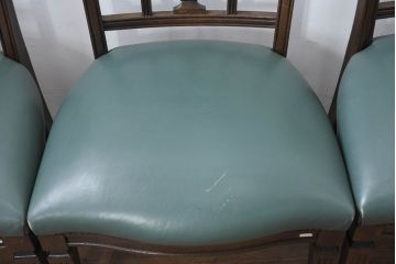 中古　美品　カリモク家具　domani(ドマーニ)　QUEENS LIFE(クイーンズライフ)　本革　優美なフォルムで格調高い雰囲気漂うダイニングチェア6脚セット(アームレスチェア、椅子、イス、バラ売り可能)(現行価格約132万円)(R-084600)