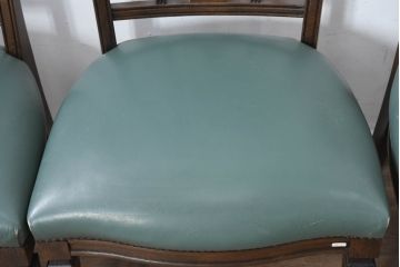 中古　美品　カリモク家具　domani(ドマーニ)　QUEENS LIFE(クイーンズライフ)　本革　優美なフォルムで格調高い雰囲気漂うダイニングチェア6脚セット(アームレスチェア、椅子、イス、バラ売り可能)(現行価格約132万円)(R-084600)