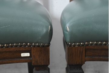中古　美品　カリモク家具　domani(ドマーニ)　QUEENS LIFE(クイーンズライフ)　本革　優美なフォルムで格調高い雰囲気漂うダイニングチェア6脚セット(アームレスチェア、椅子、イス、バラ売り可能)(現行価格約132万円)(R-084600)
