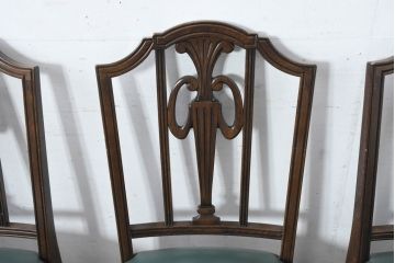 中古　美品　カリモク家具　domani(ドマーニ)　QUEENS LIFE(クイーンズライフ)　本革　優美なフォルムで格調高い雰囲気漂うダイニングチェア6脚セット(アームレスチェア、椅子、イス、バラ売り可能)(現行価格約132万円)(R-084600)