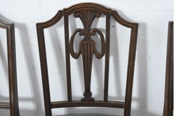 中古　美品　カリモク家具　domani(ドマーニ)　QUEENS LIFE(クイーンズライフ)　本革　優美なフォルムで格調高い雰囲気漂うダイニングチェア6脚セット(アームレスチェア、椅子、イス、バラ売り可能)(現行価格約132万円)(R-084600)
