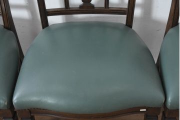 中古　美品　カリモク家具　domani(ドマーニ)　QUEENS LIFE(クイーンズライフ)　本革　優美なフォルムで格調高い雰囲気漂うダイニングチェア6脚セット(アームレスチェア、椅子、イス、バラ売り可能)(現行価格約132万円)(R-084600)