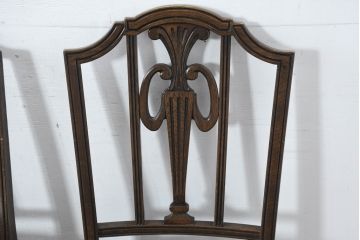 中古　美品　カリモク家具　domani(ドマーニ)　QUEENS LIFE(クイーンズライフ)　本革　優美なフォルムで格調高い雰囲気漂うダイニングチェア6脚セット(アームレスチェア、椅子、イス、バラ売り可能)(現行価格約132万円)(R-084600)