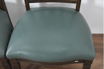 中古　美品　カリモク家具　domani(ドマーニ)　QUEENS LIFE(クイーンズライフ)　本革　優美なフォルムで格調高い雰囲気漂うダイニングチェア6脚セット(アームレスチェア、椅子、イス、バラ売り可能)(現行価格約132万円)(R-084600)