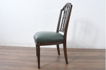 中古　美品　カリモク家具　domani(ドマーニ)　QUEENS LIFE(クイーンズライフ)　本革　優美なフォルムで格調高い雰囲気漂うダイニングチェア6脚セット(アームレスチェア、椅子、イス、バラ売り可能)(現行価格約132万円)(R-084600)