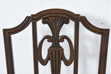 中古　美品　カリモク家具　domani(ドマーニ)　QUEENS LIFE(クイーンズライフ)　本革　優美なフォルムで格調高い雰囲気漂うダイニングチェア6脚セット(アームレスチェア、椅子、イス、バラ売り可能)(現行価格約132万円)(R-084600)