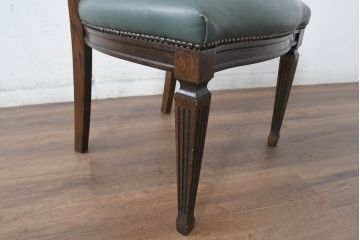 中古　美品　カリモク家具　domani(ドマーニ)　QUEENS LIFE(クイーンズライフ)　本革　優美なフォルムで格調高い雰囲気漂うダイニングチェア6脚セット(アームレスチェア、椅子、イス、バラ売り可能)(現行価格約132万円)(R-084600)