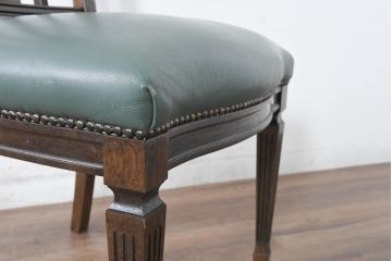 中古　美品　カリモク家具　domani(ドマーニ)　QUEENS LIFE(クイーンズライフ)　本革　優美なフォルムで格調高い雰囲気漂うダイニングチェア6脚セット(アームレスチェア、椅子、イス、バラ売り可能)(現行価格約132万円)(R-084600)