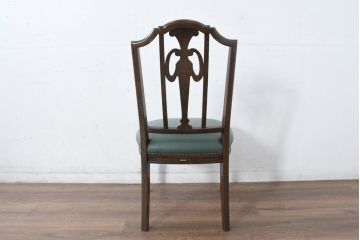 中古　美品　カリモク家具　domani(ドマーニ)　QUEENS LIFE(クイーンズライフ)　本革　優美なフォルムで格調高い雰囲気漂うダイニングチェア6脚セット(アームレスチェア、椅子、イス、バラ売り可能)(現行価格約132万円)(R-084600)
