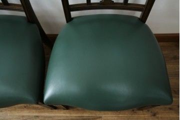 中古　美品　カリモク家具　domani(ドマーニ)　QUEENS LIFE(クイーンズライフ)　本革　優美なフォルムで格調高い雰囲気漂うダイニングチェア3脚　セット現行価格約66万円相当　(R-084600)