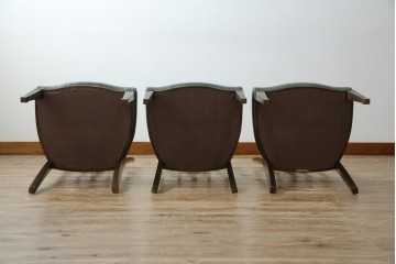 中古　美品　カリモク家具　domani(ドマーニ)　QUEENS LIFE(クイーンズライフ)　本革　優美なフォルムで格調高い雰囲気漂うダイニングチェア3脚　セット現行価格約66万円相当　(R-084600)