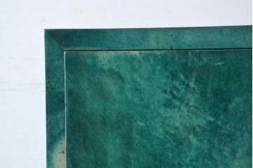 イタリアビンテージ　美品!!　希少!!　イタリア高級家具　アルド・トゥーラ(ALDO TURA)　仔山羊革張り　空間を彩るグリーンがアクセントになる個性派ワードローブ(洋服タンス、ジャケットタンス、収納棚、戸棚、ヴィンテージ)(R-084605)