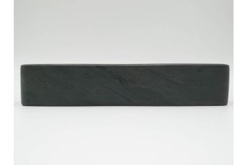 中国　鹿原林信　漢詩　石紋　臥牛硯　象彫　縁石硯(書道具、彫刻、習字、外箱付)(R-084616)
