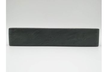 中国　鹿原林信　漢詩　石紋　臥牛硯　象彫　縁石硯(書道具、彫刻、習字、外箱付)(R-084616)