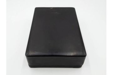 中国　鹿原林信　漢詩　石紋　臥牛硯　象彫　縁石硯(書道具、彫刻、習字、外箱付)(R-084616)
