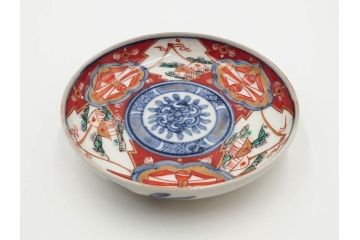江戸期　古伊万里　冨貴長春　色絵　染付　金彩　約12cm　3.8寸　上品な雰囲気漂う小皿4枚セット　(R-084617)