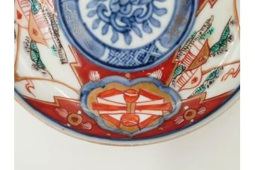 江戸期　古伊万里　冨貴長春　色絵　染付　金彩　約12cm　3.8寸　上品な雰囲気漂う小皿4枚セット　(R-084617)