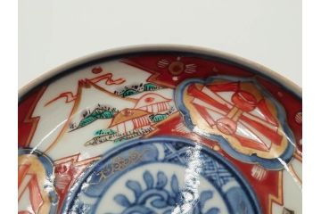 江戸期　古伊万里　冨貴長春　色絵　染付　金彩　約12cm　3.8寸　上品な雰囲気漂う小皿4枚セット　(R-084617)